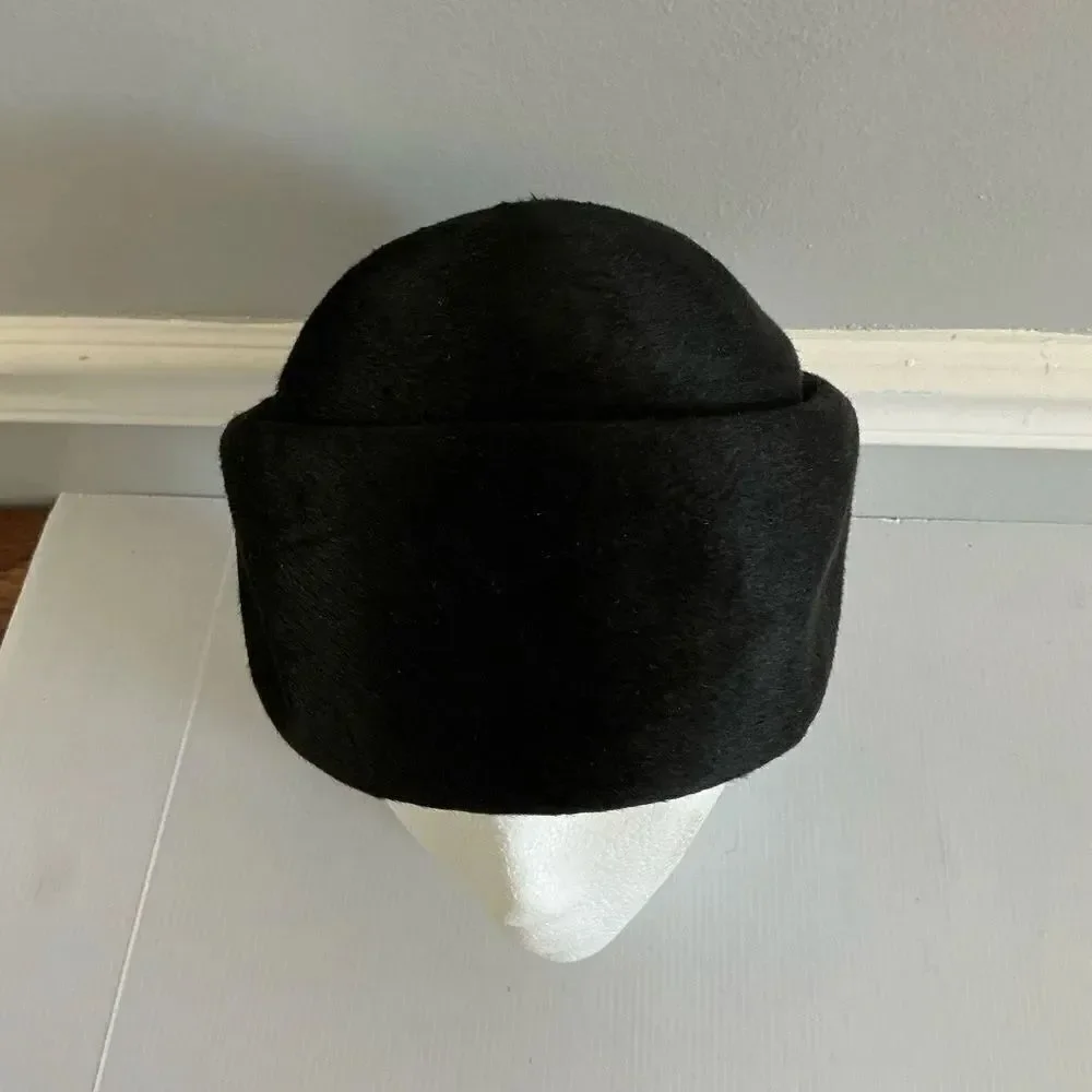 Vintage Trevi faux fur black hat size 22